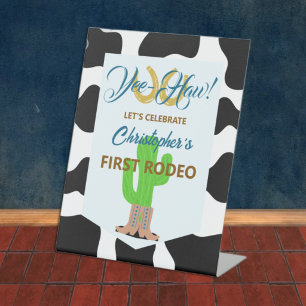 Signe De Table Anniversaire de Rodéo Cowboy Occidental