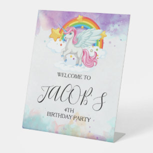 Signe De Table Anniversaire Enfant Licorne Rose Magique Arc-en-ci