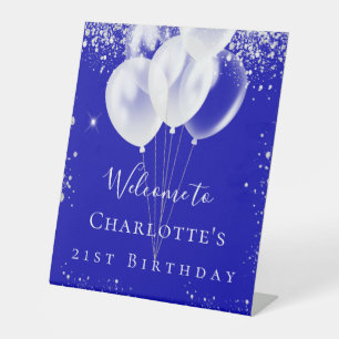 Signe De Table Anniversaire roya bleu argent parties scintillant