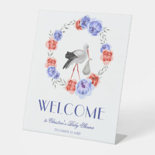 Signe De Table Aquarelle bleu d'hiver Floral Wreath Welcome Pede