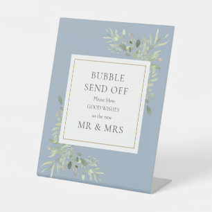 Signe De Table Aquarelle bleu Dusty Bubble verte Envoyer