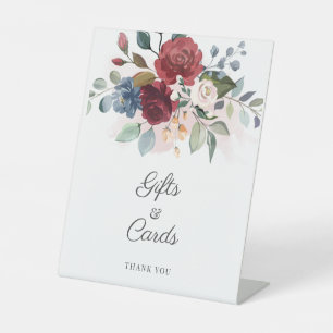 Signe De Table Aquarelle Bourgogne Floral Cartes et Cadeaux Scrip