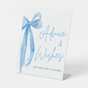 Signe De Table Aquarelle Bow bleu foncé Conseils et voeux