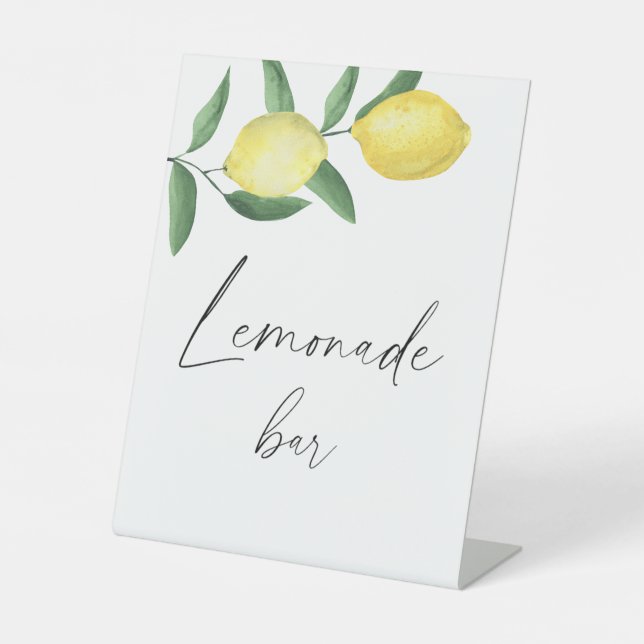 Signe De Table Aquarelle citron citron moderne - bar à limonade (Recto)