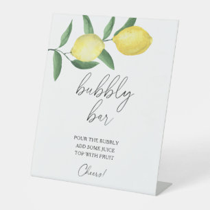 Signe De Table Aquarelle citron citron moderne - barre mousseuse