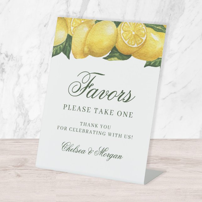 Signe De Table Aquarelle Citron et mariage Feuille Faveurs (Créateur téléchargé)