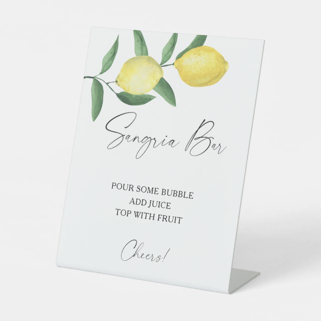 Signe De Table Aquarelle citrus citron - barre de sangria (Recto)