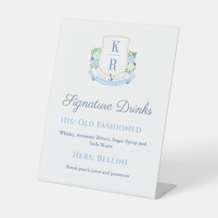 Signe De Table Aquarelle Coastal Mariage Signature Boissons