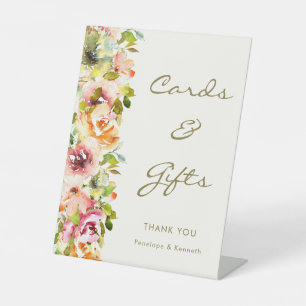 Signe De Table Aquarelle colorée Florale Cartes de mariage et cad