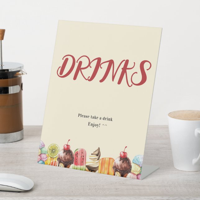 Signe De Table Aquarelle Crème glacée Baby shower doux Boissons (In SItu)