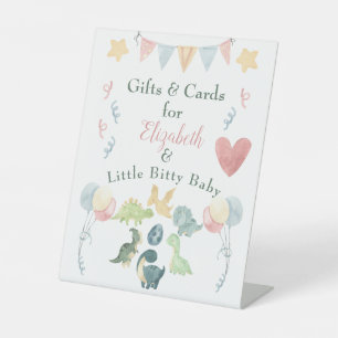 Signe De Table Aquarelle Cute Dinosaur Baby shower rose