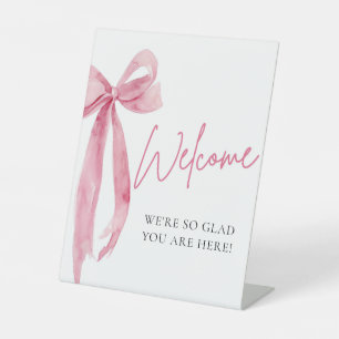 Signe De Table Aquarelle Elegant Blush Bow Affiche de bienvenue