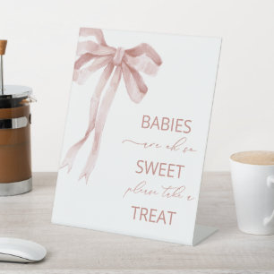 Signe De Table Aquarelle Elegant Bow Ribbon baby shower bébés s