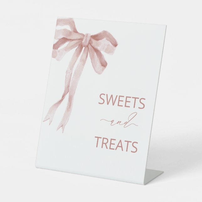 Signe De Table Aquarelle Elegant Bow Ribbon baby shower sucré a (Recto)
