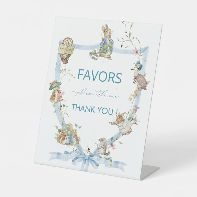 Signe De Table Aquarelle Elegant fleur sauvage Peter Rabbit bébé  (Recto)