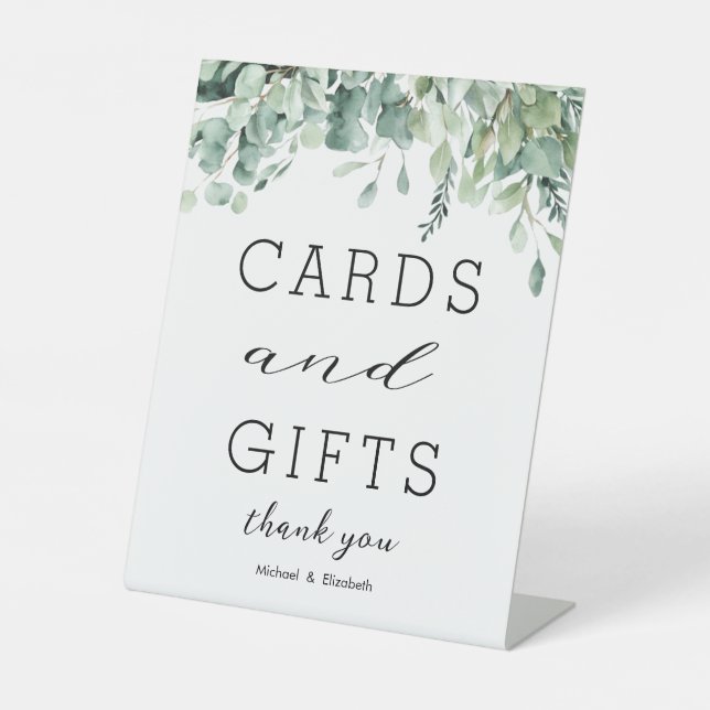 Signe De Table Aquarelle Eucalyptus Vert Cartes de mariage Cadeau (Recto)