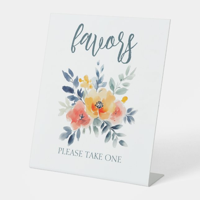 Signe De Table Aquarelle Fête des mariées florale PERSONNALISÉE (Recto)