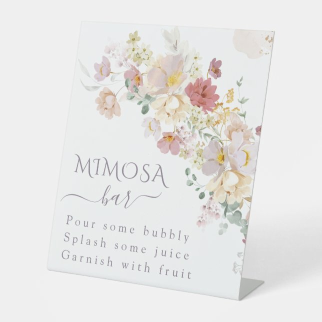 Signe De Table Aquarelle Fleur sauvage mimosa nuptiale de printem (Recto)