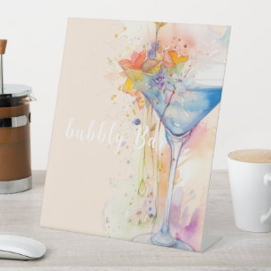 Signe De Table aquarelle fleurie élégante Douche nuptiale