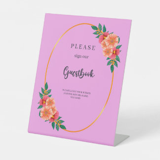 Signe De Table Aquarelle Flore verdure en Mariage de cadre or