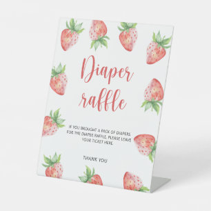 Signe De Table Aquarelle fraise - tombola de couche