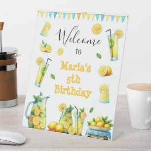 Signe De Table Aquarelle Lemonade Jaune Accueil Anniversaire