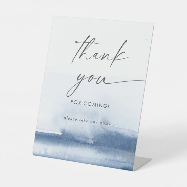 Signe De Table Aquarelle moderne Mariage bleu Merci Favoriser (Recto)