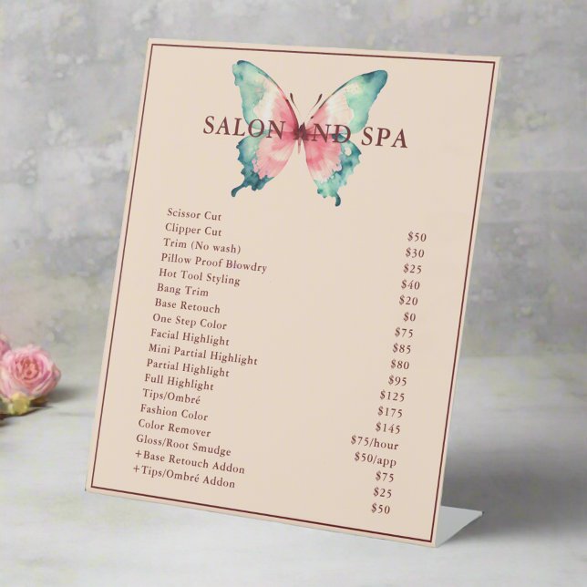 Signe De Table Aquarelle Papillon Logo Blush Pink Tarifs (Créateur téléchargé)