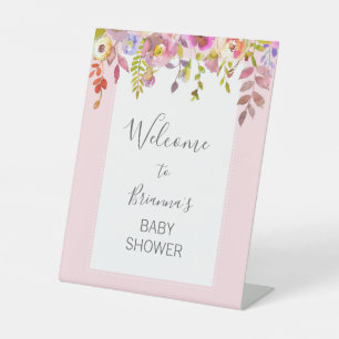 Signe De Table Aquarelle rose Baby shower floral