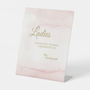 Signe De Table Aquarelle rose Or Type Mariage Dames Salle de bain