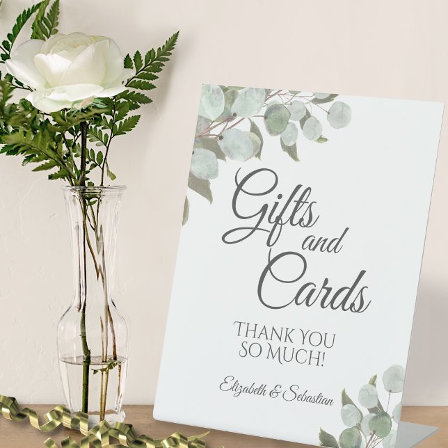 Signe De Table Aquarelle rustique Eucalyptus Mariage Cadeaux & Ca (In Situ with White Rose)