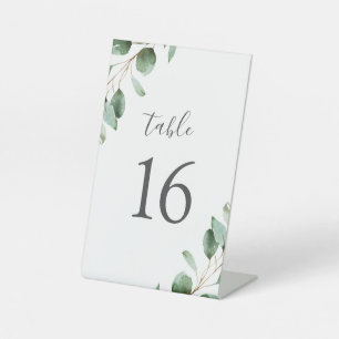 Signe De Table Aquarelle rustique Eucalyptus Vert Numéro de table