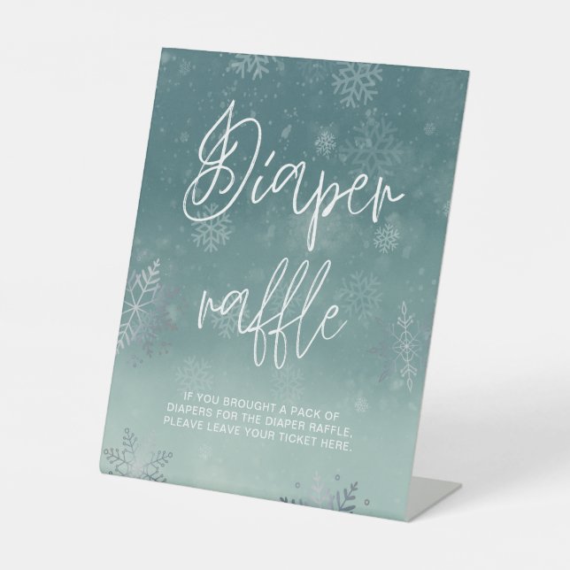 Signe De Table Aquarelle Snowflakes Baby shower Diaper Raffin (Recto)