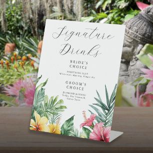 Signe De Table Aquarelle Tropical Signature Boissons Mariage