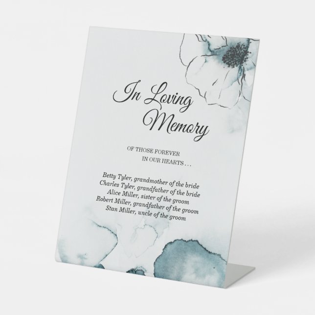 Signe De Table Aquarelle turquoise Mariage d'esquisse dans la mém (Recto)