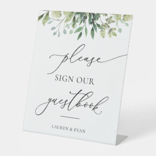 Signe De Table Aquarelle Verdure S'il vous plaît signer notre liv