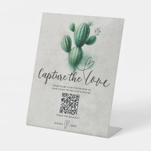 Signe De Table Aquarelle Vert Cactus Mariage Capturer l'amour