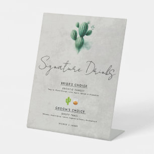Signe De Table Aquarelle Vert Cactus Mariage Signature Boissons