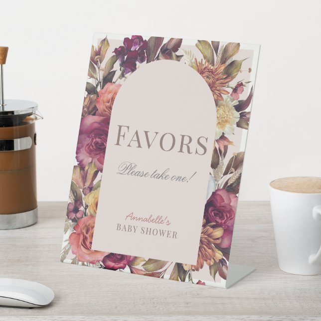 Signe De Table Arc de couronne d'automne Baby shower rose Faveurs (In SItu)