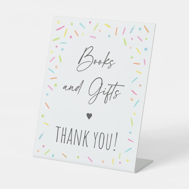 Signe De Table Arc en ciel Bébé Sprinkle Livres & Cadeaux (Recto)