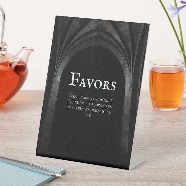 Signe De Table Arc gothique Mariage élégant Noir et Blanc foncé (In SItu)