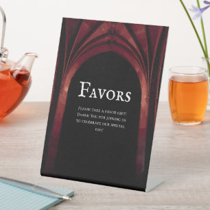 Signe De Table Arc gothique Mariage élégant Noir Noir Noir Rouge