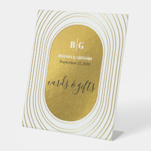 Signe De Table Arc moderne blanc & or Cartes et cadeaux de mariag