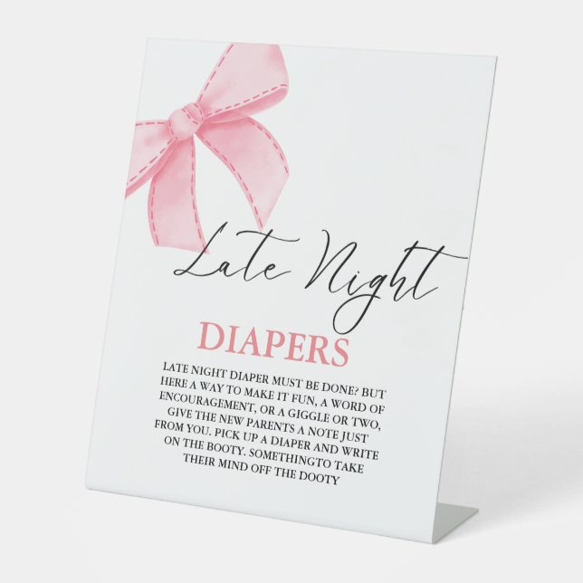 Signe De Table Arc rose Late Night Diaper Baby shower Jeu (Recto)