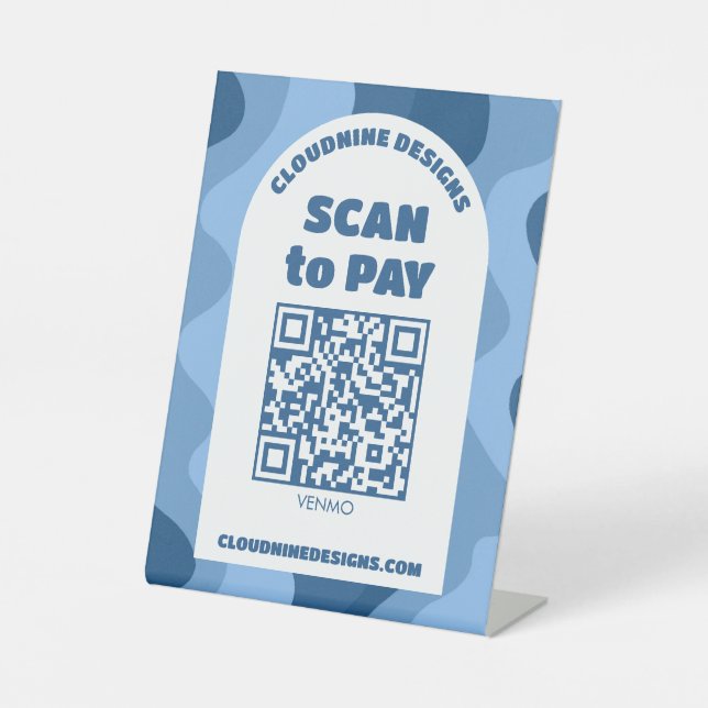 Signe De Table Arch Retro Waves SCAN POUR PAYER CODE QR  (Recto)