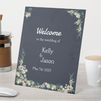 Signe De Table Arrière - plan de marine Retro Elegant blanc Flowe