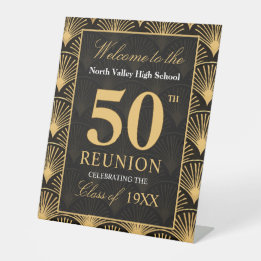 Signe De Table Art Deco Class of 1976 50th Reunion Pedestal Sign