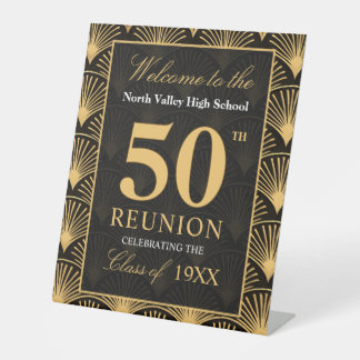 Signe De Table Art Deco Class of 1976 50th Reunion Pedestal Sign