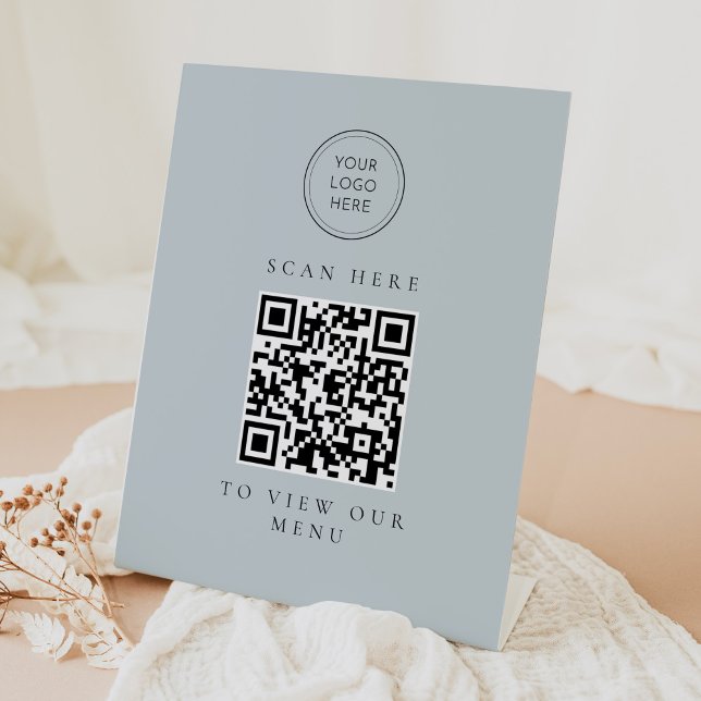 Signe De Table ARYA Modern Sage Green Business Menu QR Code (Créateur téléchargé)