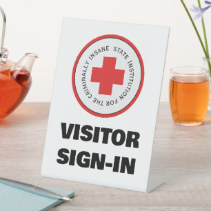 Signe De Table Asile fou Halloween Visiteur Se connecter